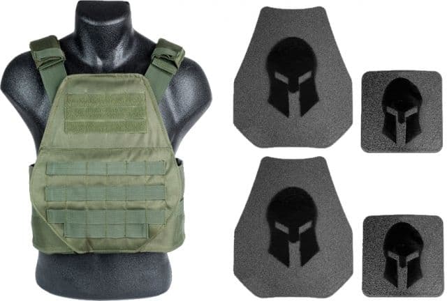 AR500 Body Armor Level III Spartan Shooters Package No Side Plates OD Green Medium-Extra Large