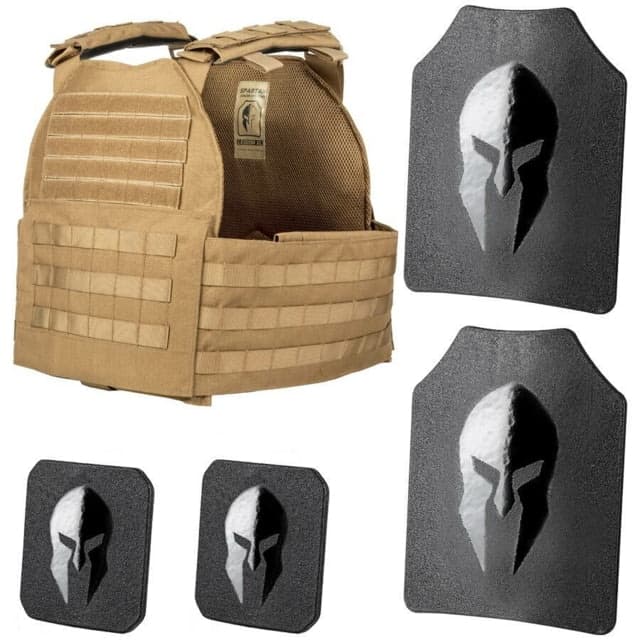 Spartan Armor Systems AR500 Body Armor Level III Legion Gen 2 Package Shooters Cut Single-Curved Base Coat Protection Coyote Brown