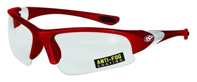 SSP Eyewear Entiat Clear Anti-Fog Bifocals Shooting Glass Readers w/ 1.50 Magnification Red Frame Crystal Clear Anti-Fog Lens ENTIAT 150 RED CL A/F