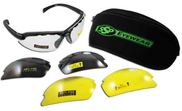 SSP Eyewear Top Focal Assorted Interchangeable Shooting Glasses w/ 1.00 Magnification Black Frame Amber Clear And Smoked Lenses TF100 AST KIT
