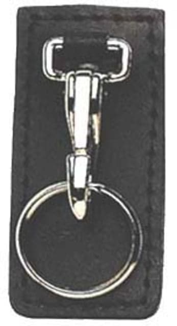 Stallion Leather Custom Belt Clip Holder With Optional Chain Black Leather With Cut Out