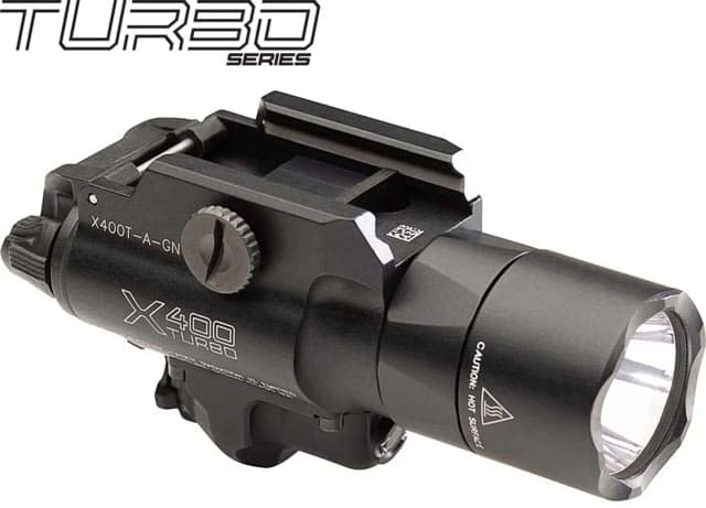 SureFire X400T Turbo Series High-Candela LED Weaponlight 123A Lithium Green Laser 600 Lumens Black