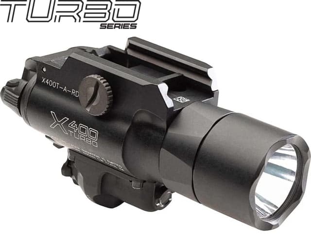 SureFire X400T Turbo Series High-Candela LED Weaponlight 123A Lithium Red Laser 600 Lumens Black