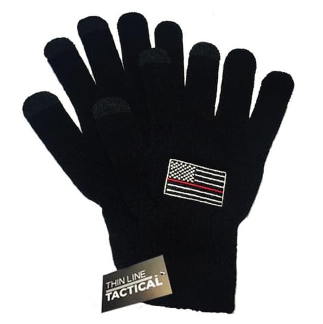 Thin Blue Line Thin Red Line Touchscreen Knit Gloves