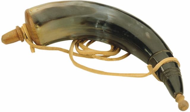 Traditions Authentic Powder Horn W/Sling And Cap/Stopper Leather/Wooden