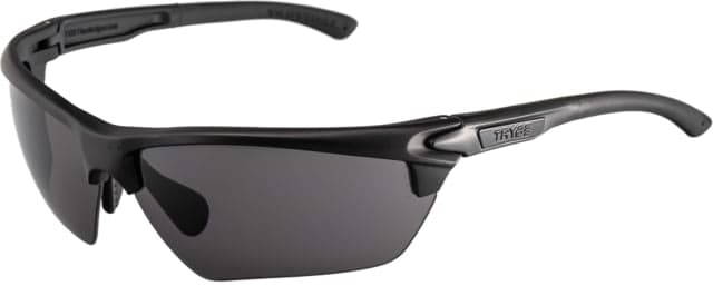 TRYBE Tactical Universal Fit Safety Glasses Adjustable Wire Core Temples and Nose Piece Gray Lens Black