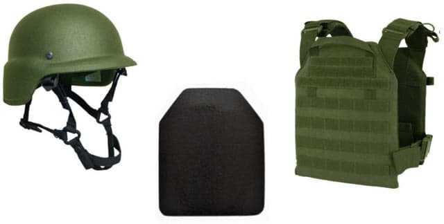 United Shield Active Shooter Level IV PST 650 Helmet 2 10inX12in Zeta6h Plates OD Green Small ASLIV-S-ODG