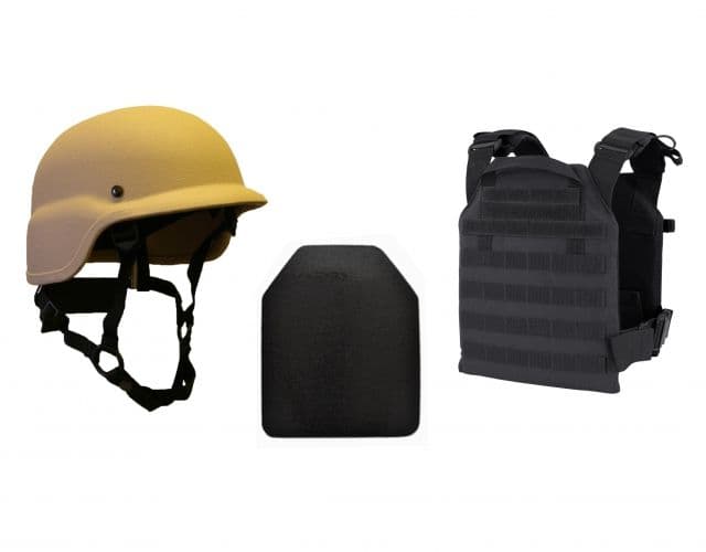 United Shield Active Shooter Level IV PST 650 Helmet 2 10inX12in Zeta6h Plates Tan Small ASLIV-S-T