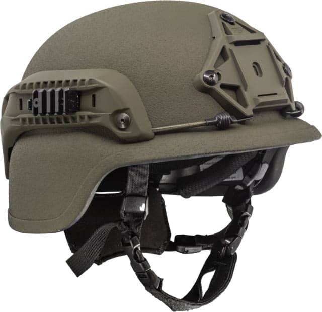 United Shield International PASGT Ballistic Helmet Level IIIA Military Style-Low Cut with BOA Front Mount and Rails OD Green Large