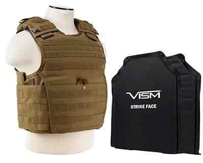 Vism Series Expert Plate Carrier w/ Two 11in X14in Soft Ballistic Panels Tan