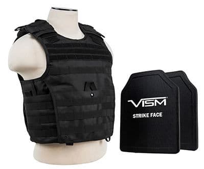 Vism Series Expert Plate Carrier w/ Two 10in X12in PE Ballistic Hard Plates Black