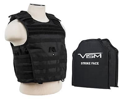 Vism Series Expert Plate Carrier w/ Two 10in X12in Soft Ballistic Panels Black
