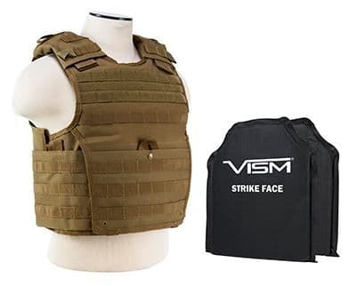Vism Series Expert Plate Carrier w/ Two 10in X12in Soft Ballistic Panels Tan