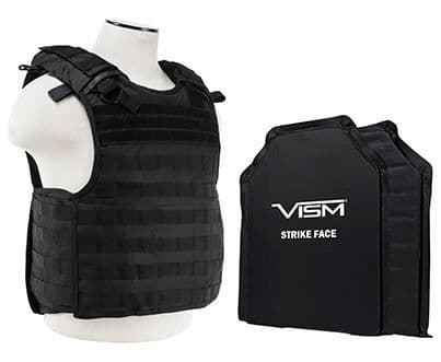 Vism Series Quick Release Plate Carrier includes two BSC1114 Ballistic Soft Panels Black