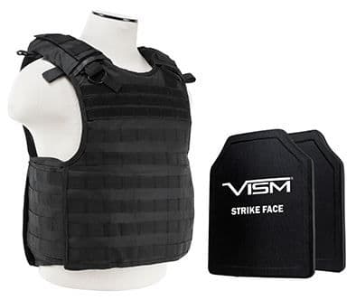 Vism Series Quick Release Plate Carrier includes two BPC1012 PE Ballistic Hard Plates Black