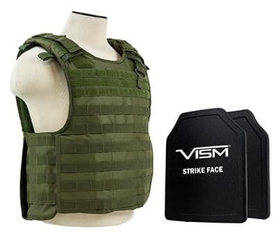Vism Series Quick Release Plate Carrier includes two BPC1012 PE Ballistic Hard Plates Green