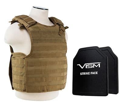Vism Series Quick Release Plate Carrier includes two BPC1012 PE Ballistic Hard Plates Tan