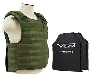 Vism Series Quick Release Plate Carrier includes two BSC1012 Ballistic Soft Panels Green
