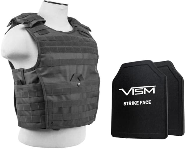 Vism Expert Plate Carrier Vest With 11x14' Level IIIA Shooters Cut 2x Soft Ballistic Panels Urban Gray