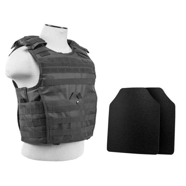 Vism Expert Plate Carrier Vest w/2 10x12in Level IIIA Shooters Cut Hard Ballistic Panels Urban Gray Large