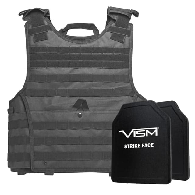 VISM Expert Plate Carrier Vest w/ Two 11x14'' Shooters Cut Hard PE Ballistic Panels Urban Gray Medium/2XL