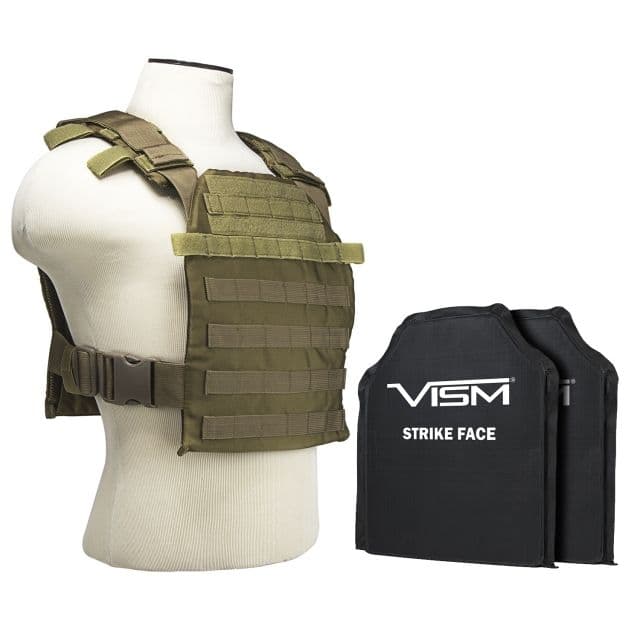 Vism Fast Plate Carrier w/2 10x12in Level IIIA Shooters Cut Soft Ballistic Panels Tan
