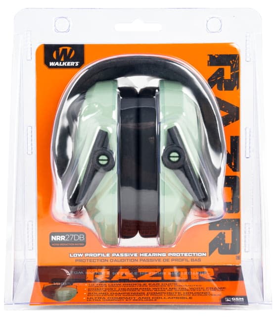 Walkers Razor Slim Passive Ear Muffs 27 dB NRR Sage Green