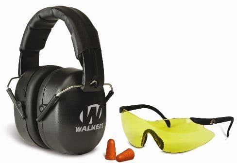 Walkers EXT External Folding Range Shooting Ear Muffs 30 dB NRR Black w/Glasses and Plugs