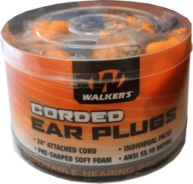 Walkers Foam Corded Ear Plugs 32 dB NRR Orange 50 Pair