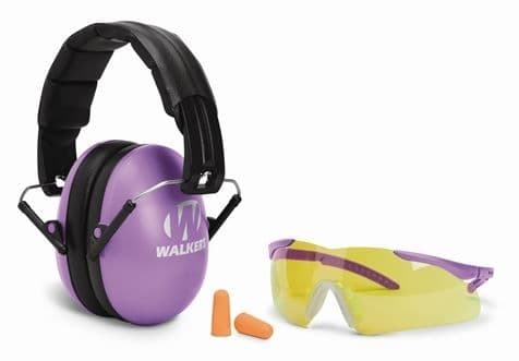 Walker's Youth & Women Earmuffs and Shooting Glasses Kit Purple GWP-YWFM2GFP-PU