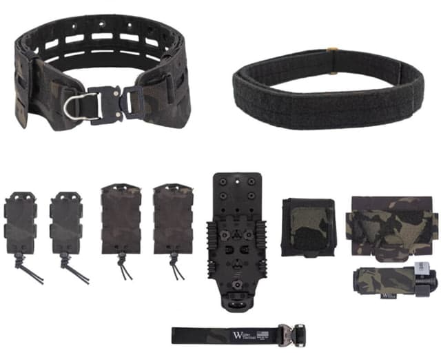 Wilder Tactical Bravo Elite Belt Kit 1in Prostyle D-Ring QLS Receiver Multicam Black XS-LG 26-40