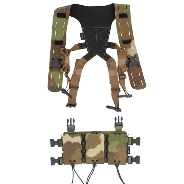 Wilder Tactical HITMAN GEAR Triple Rifle Placard with Lightweight Shoulder Harness V1 Nemesis Woodland One Size