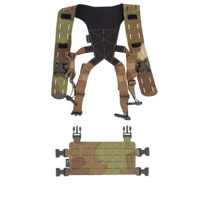 Wilder Tactical HITMAN GEAR MOLLE Placard with Lightweight Shoulder Harness V1 Nemesis Woodland One Size