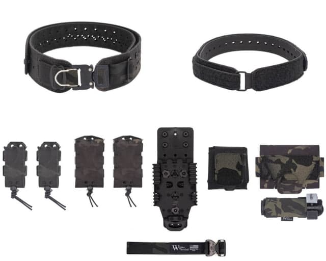 Wilder Tactical HITMAN GEAR Charlie TruForm Belt Full Elite Kit - Women's QLS Receiver ProStyle D-Ring Multicam Black XS-LG 26-40