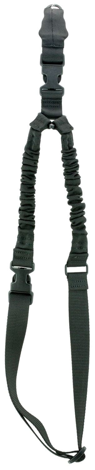 Aim Sports 1-Point Bungee Adjustable Heavy-Duty Sling w/ Steel Clip, Black - AOPS01B