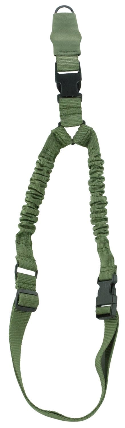 Aim Sports 1-Point Bungee Adjustable Heavy-Duty Sling w/ Steel Clip, Green - AOPS01G